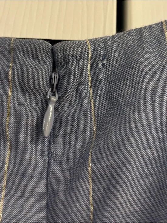 Chaps Silver Chambray Metallic Striped Sleeveless Dress - Picture 8 of 12